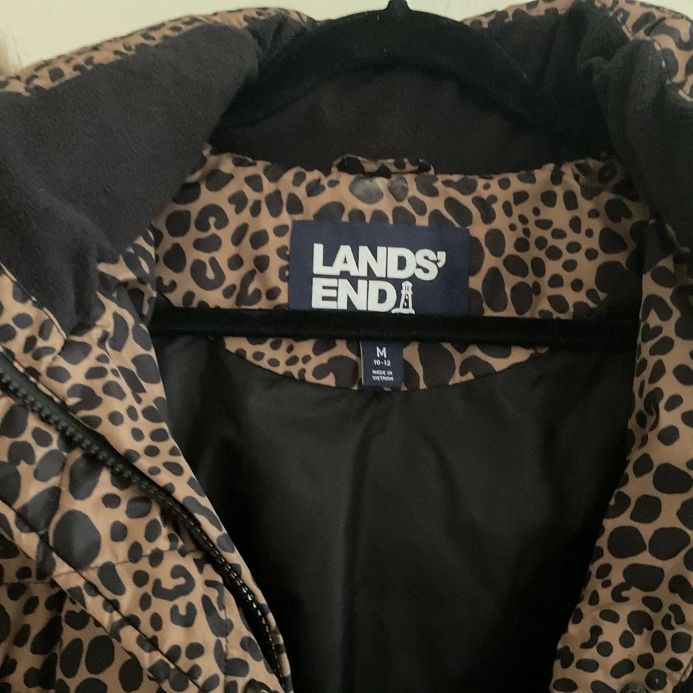 Land‘s End Leopard Down Puffer Coat - Picture 3 of 8
